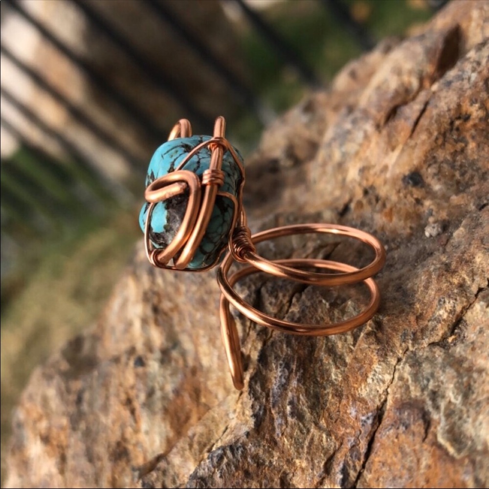 Adjustable Turquoise Howlite Ring - Picture 4 of 6